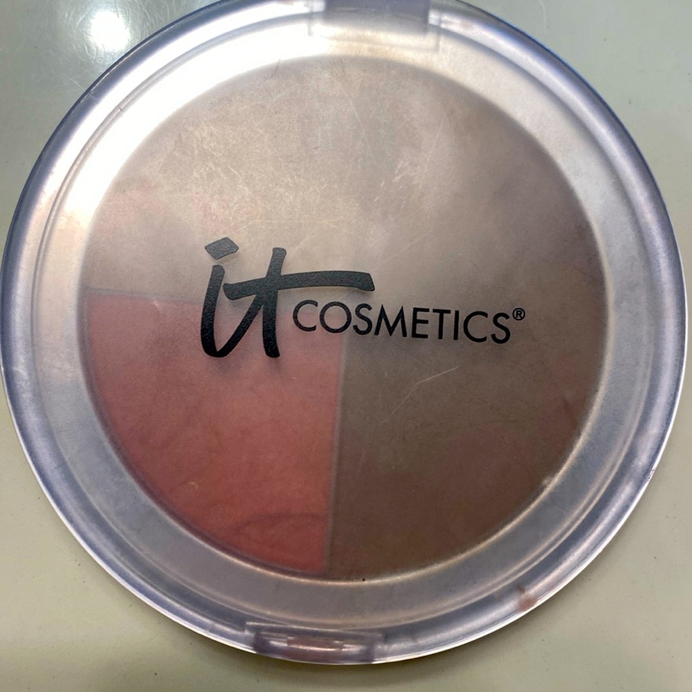 It cosmetics blush, contour and highlight.